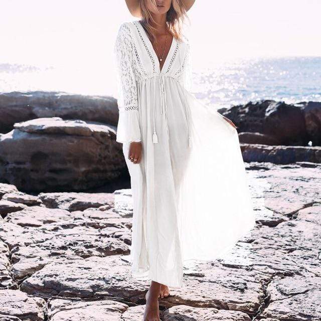 Long Sleeve Maxi Dress | White Boho ...